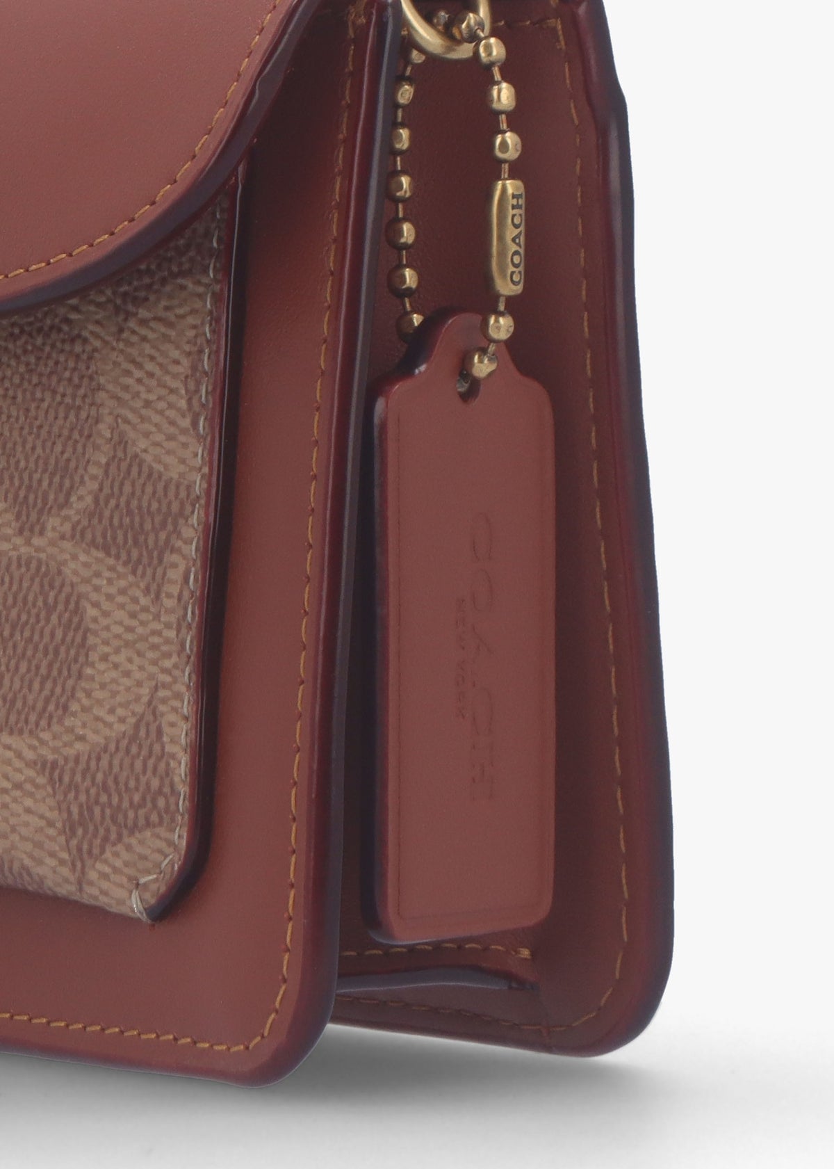 Tabby Signature Coated Canvas Tan Caramel Chain Clutch Bag