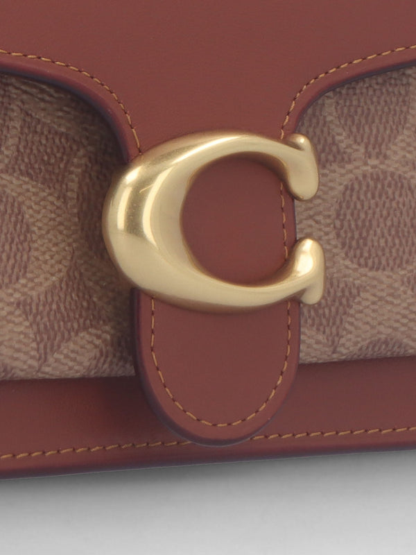 Tabby Signature Coated Canvas Tan Caramel Chain Clutch Bag