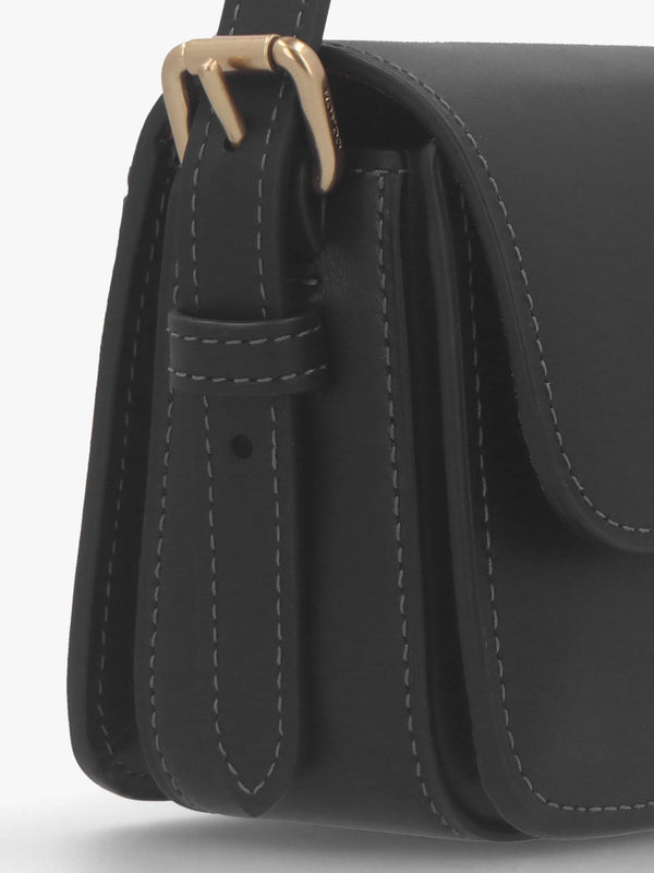 Zoe Black Leather Shoulder Bag
