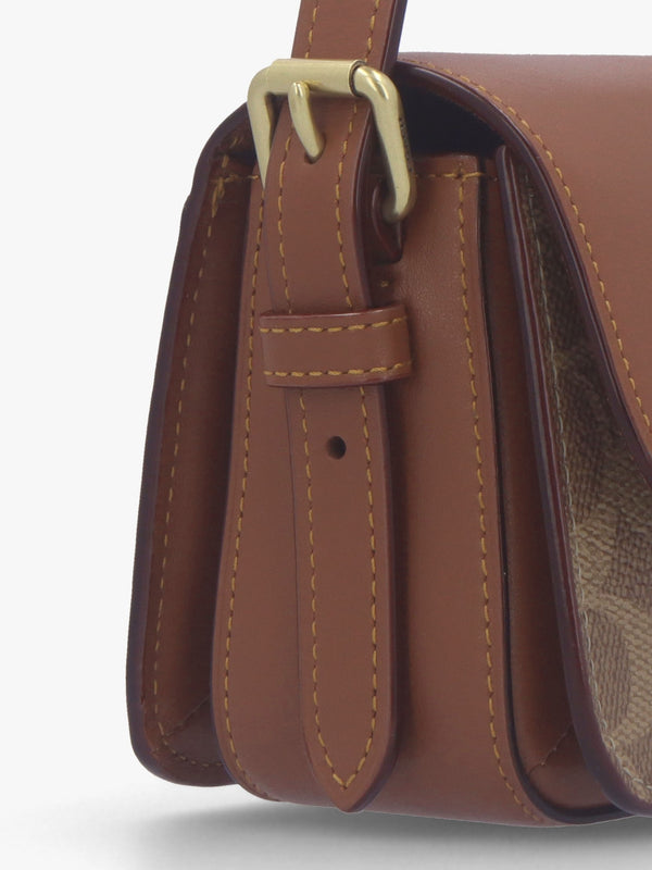 Zoe Signature Coated Canvas Tan Caramel Shoulder Bag