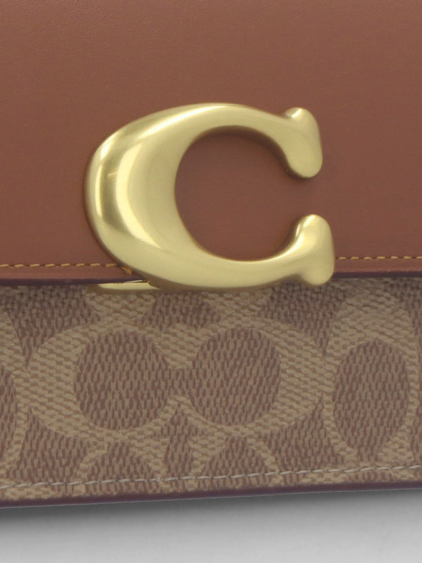 Zoe Signature Coated Canvas Tan Caramel Shoulder Bag