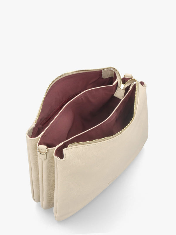 Cream Leather Chain Handle Shoulder Bag