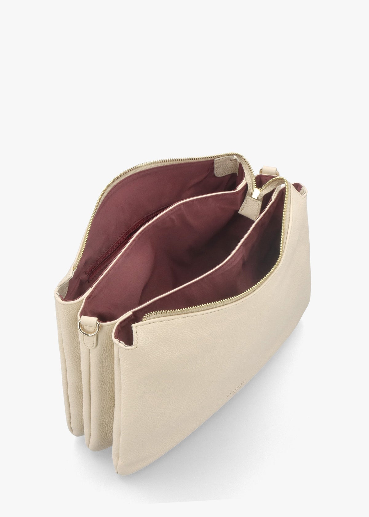 Cream Leather Chain Handle Shoulder Bag