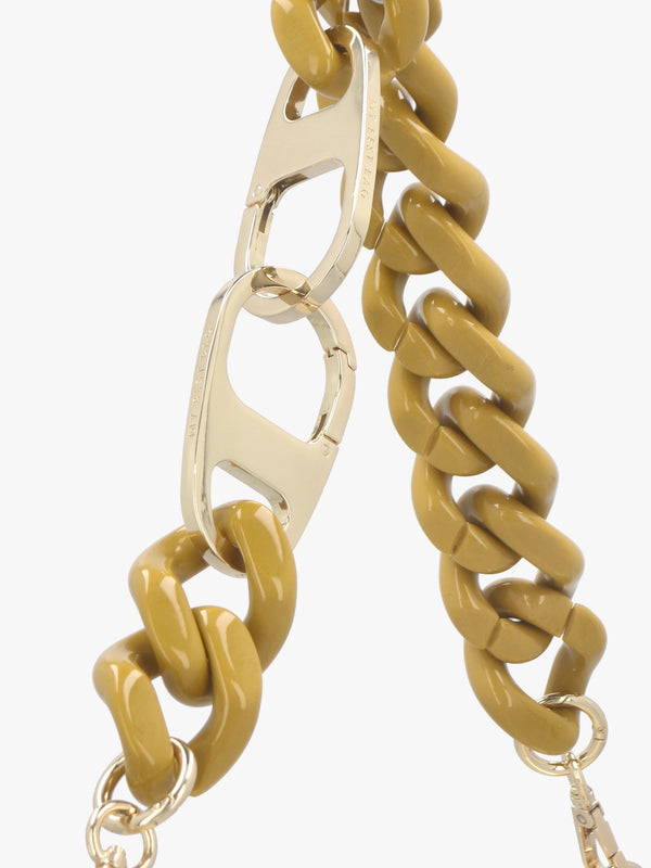 Cream Leather Chain Handle Shoulder Bag