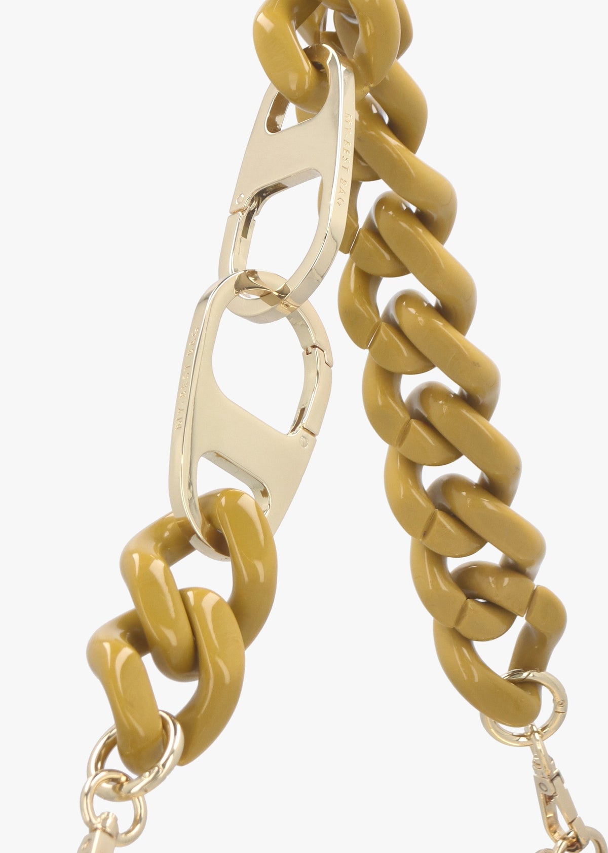 Cream Leather Chain Handle Shoulder Bag
