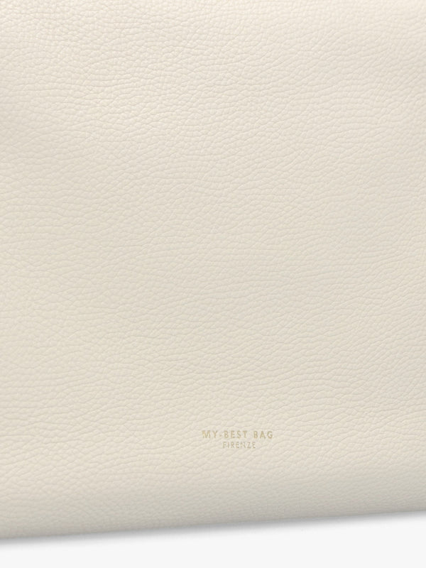Cream Leather Chain Handle Shoulder Bag