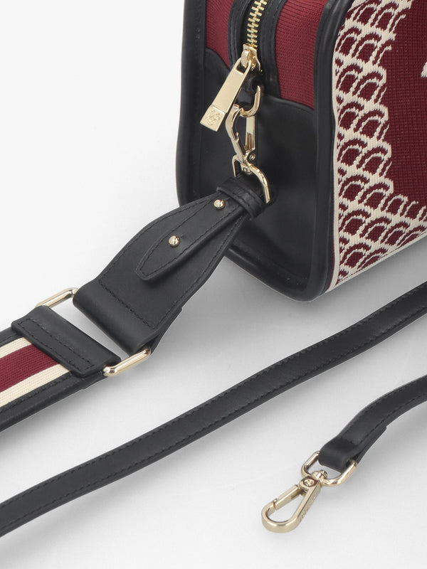 Burgundy Monkey Tapestry Cross-Body Bag