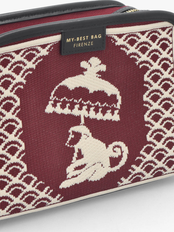 Burgundy Monkey Tapestry Cross-Body Bag