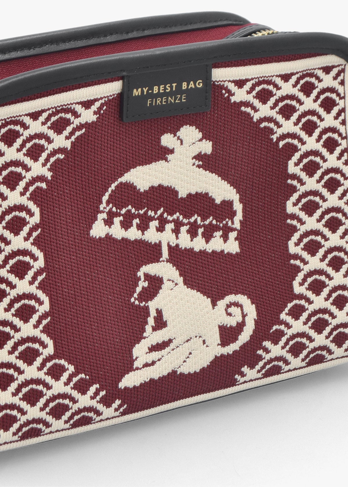 Burgundy Monkey Tapestry Cross-Body Bag