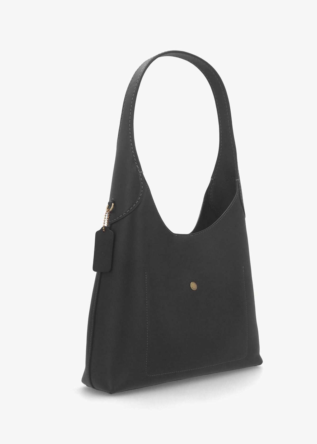 Brooklyn 28 Brass Black Leather Shoulder Bag