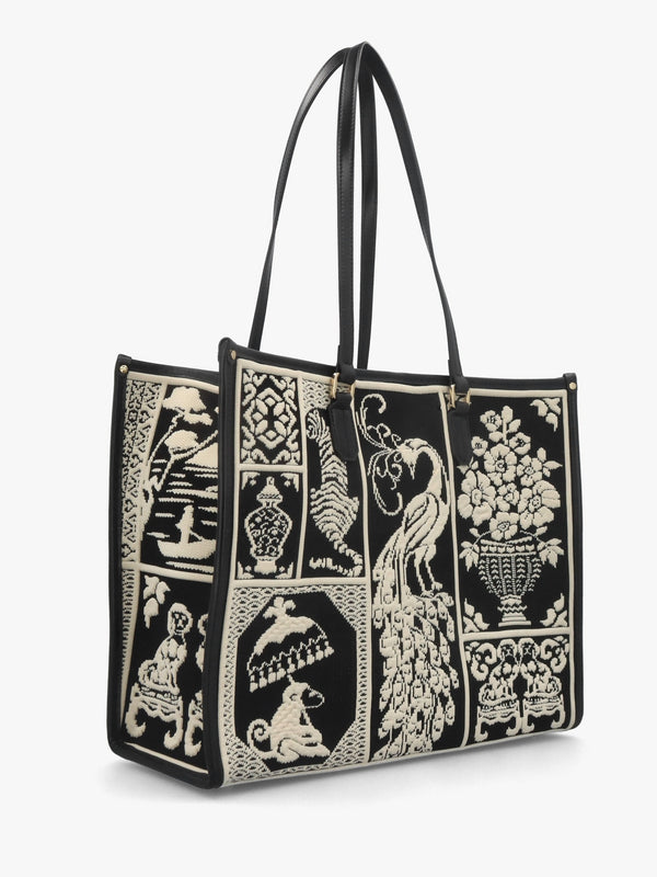 Black Tapestry Tote Bag
