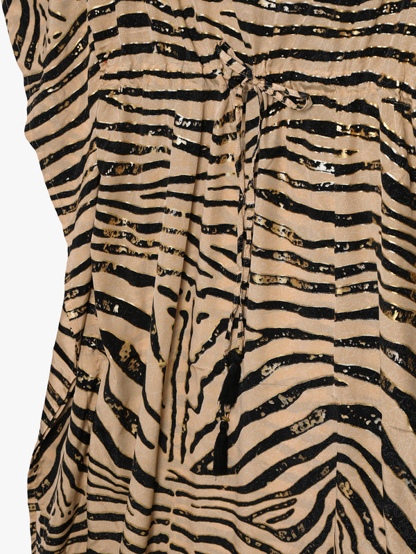 Black & Taupe Crepe Kaftan Maxi Dress