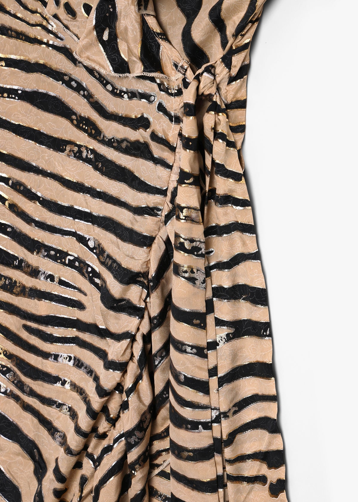 Black & Taupe Crepe Strappy Wrap Dress