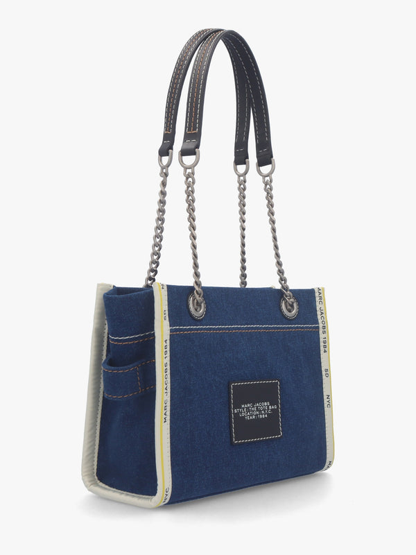The Denim Small Chain Dark Wash Tote Bag