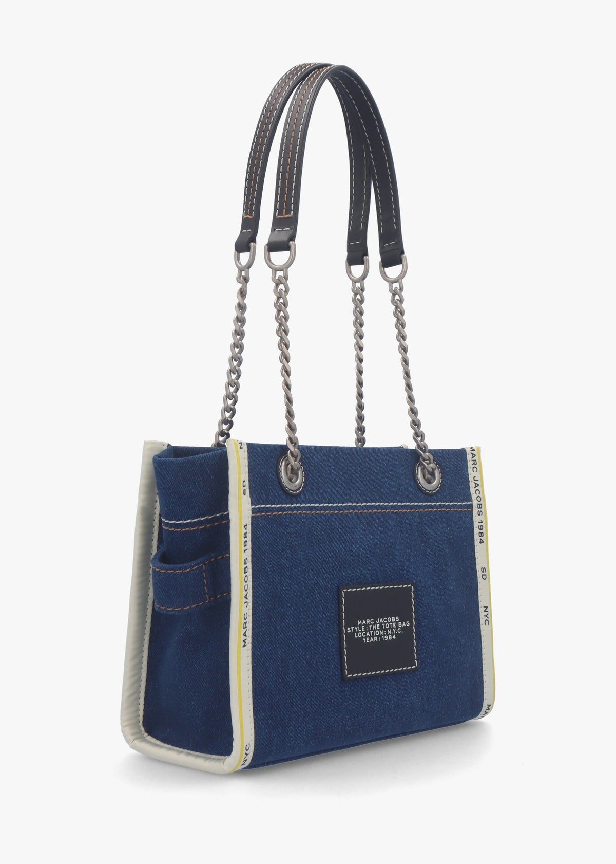 The Denim Small Chain Dark Wash Tote Bag