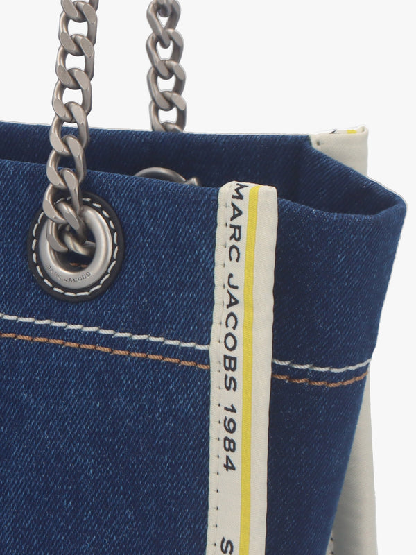 The Denim Small Chain Dark Wash Tote Bag
