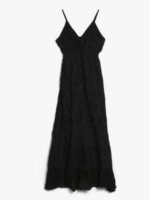 Black Broderie Anglaise Maxi Dress