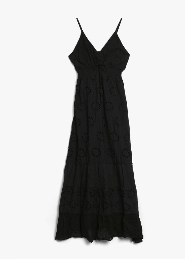 Black Broderie Anglaise Maxi Dress