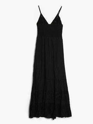 Black Broderie Anglaise Maxi Dress