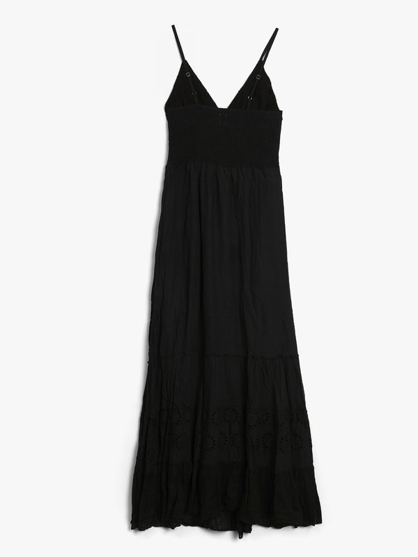 Black Broderie Anglaise Maxi Dress