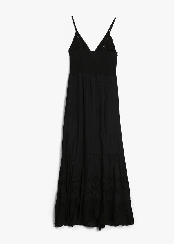 Black Broderie Anglaise Maxi Dress