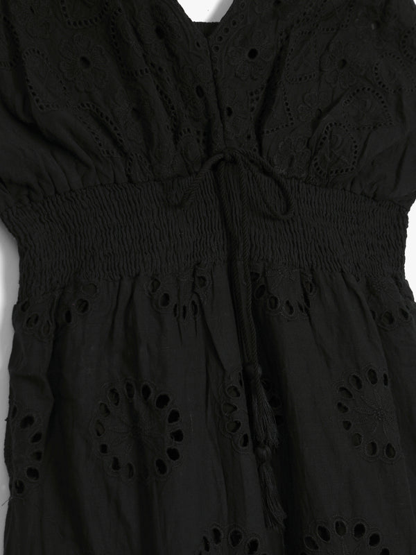 Black Broderie Anglaise Maxi Dress