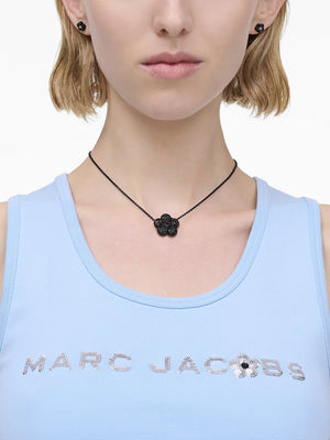 The Daisy Pave Puffed Black Necklace
