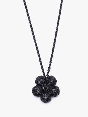 The Daisy Pave Puffed Black Necklace