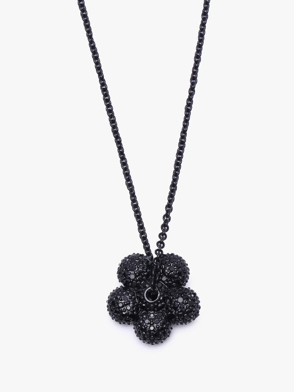 The Daisy Pave Puffed Black Necklace