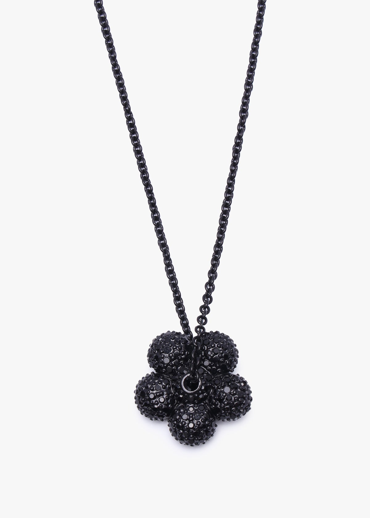 The Daisy Pave Puffed Black Necklace