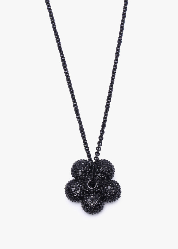 The Daisy Pave Puffed Black Necklace