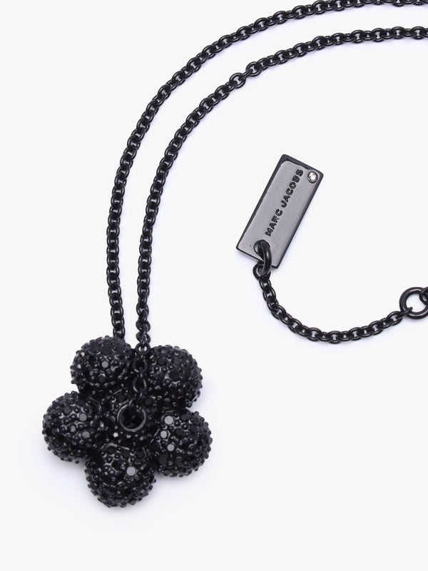 The Daisy Pave Puffed Black Necklace