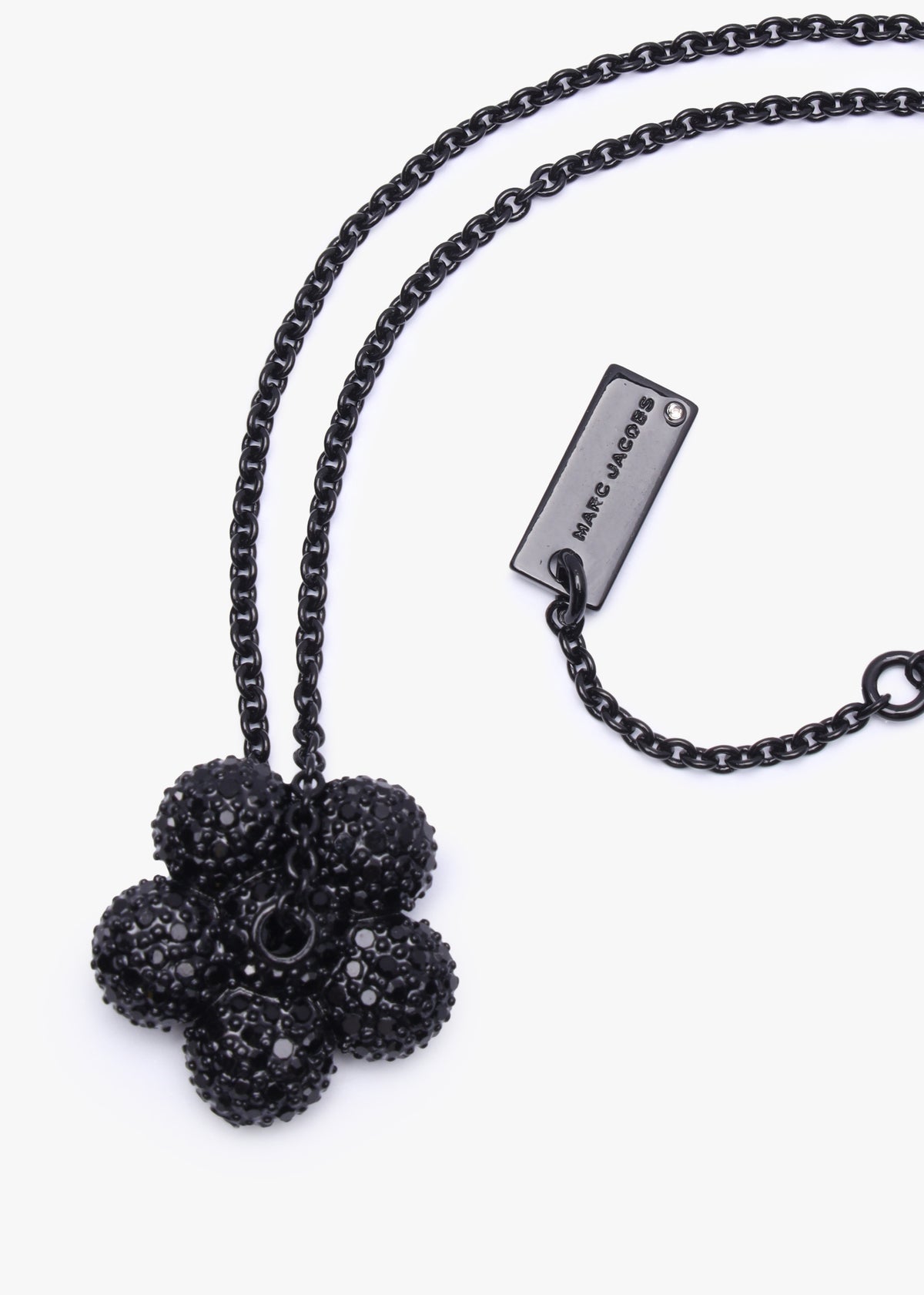 The Daisy Pave Puffed Black Necklace