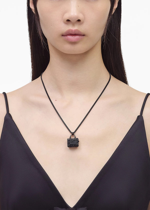 The Pave Tote Bag Black Crystal Necklace