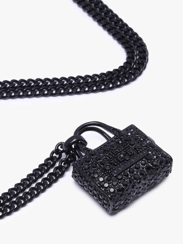 The Pave Tote Bag Black Crystal Necklace