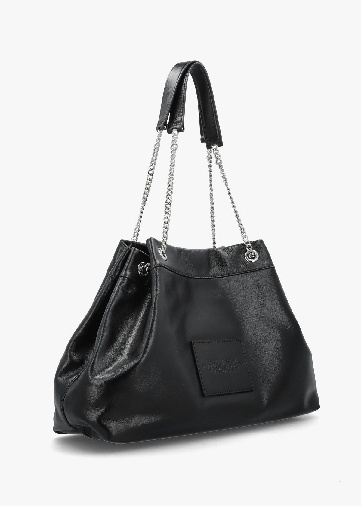 The Large Black Leather Chain Sack Bag