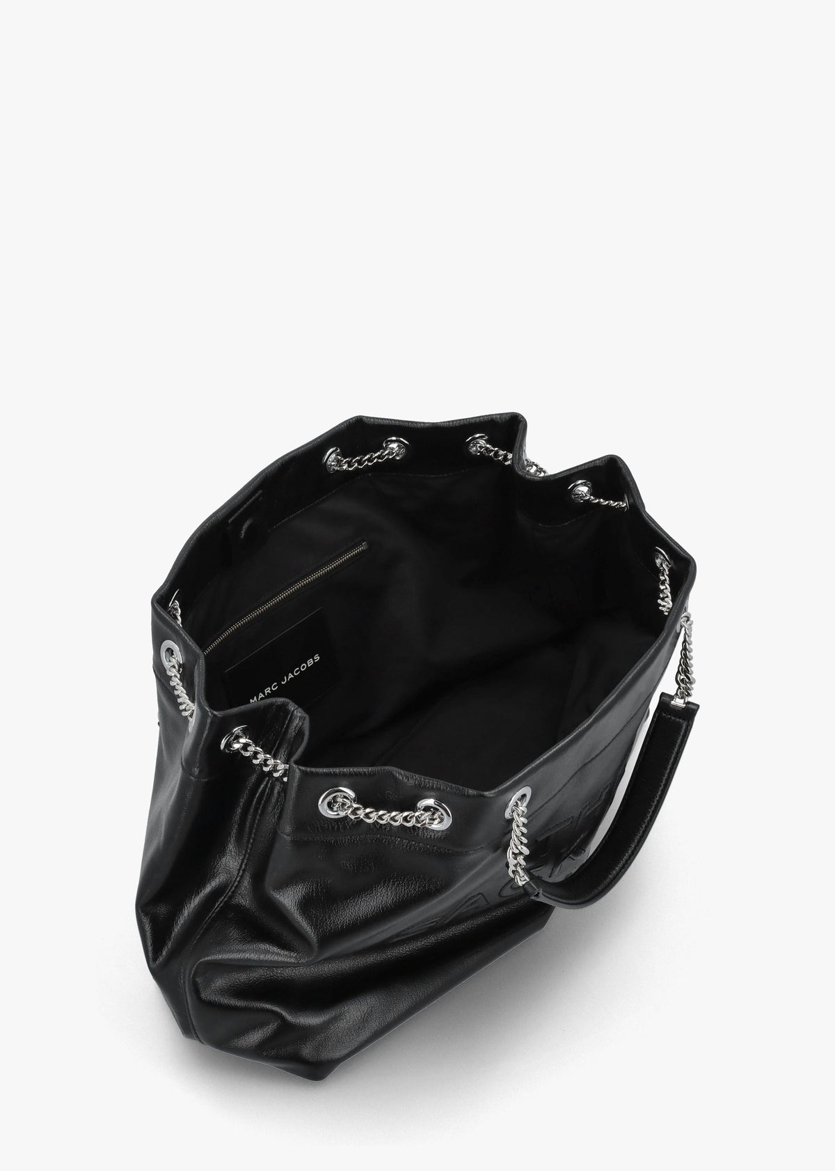 The Large Black Leather Chain Sack Bag