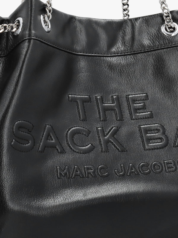 The Large Black Leather Chain Sack Bag