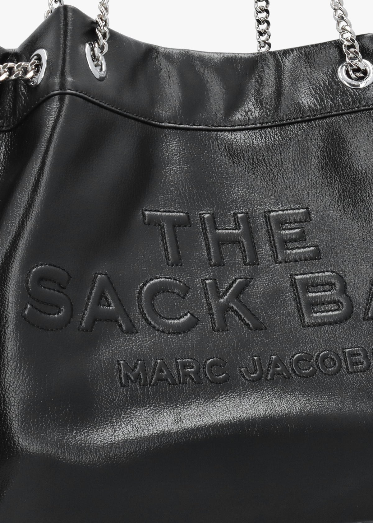 The Large Black Leather Chain Sack Bag