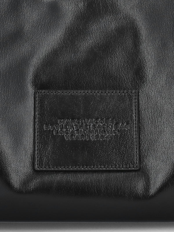 The Large Black Leather Chain Sack Bag