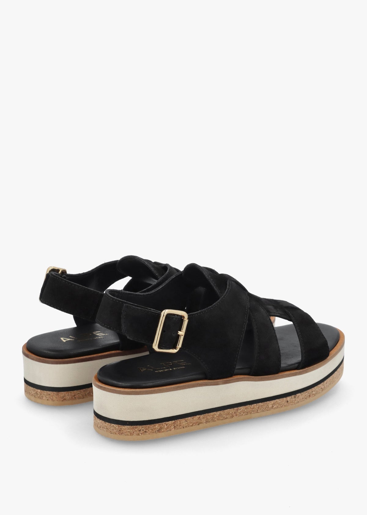 Amsty Black Suede Slab Sole Fisherman Sandals