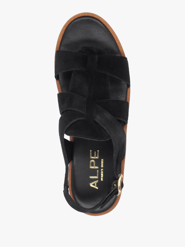 Amsty Black Suede Slab Sole Fisherman Sandals