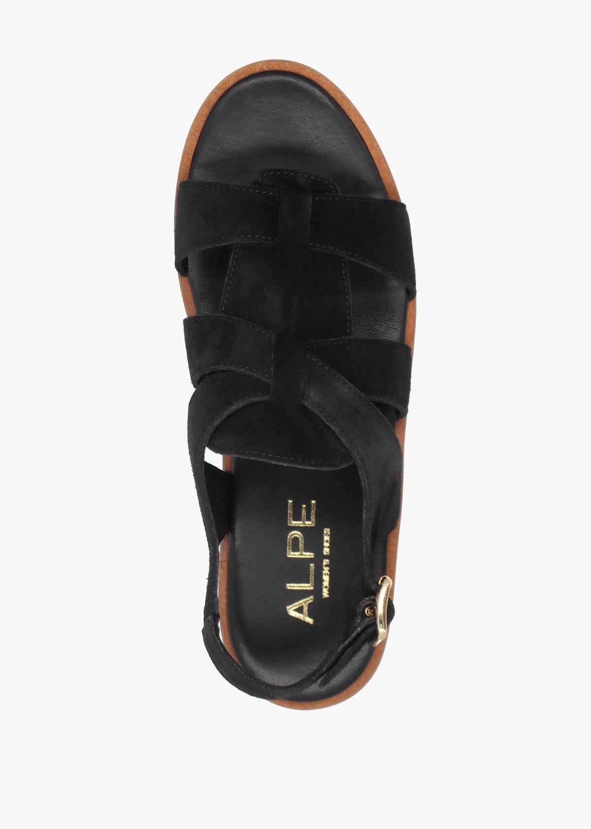 Amsty Black Suede Slab Sole Fisherman Sandals
