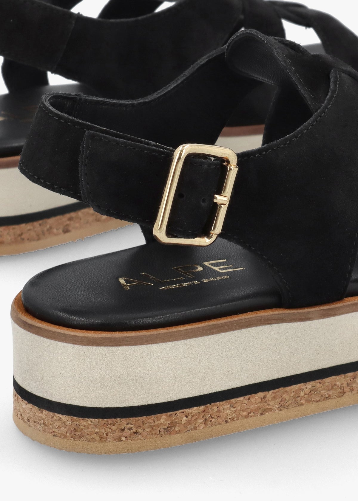 Amsty Black Suede Slab Sole Fisherman Sandals