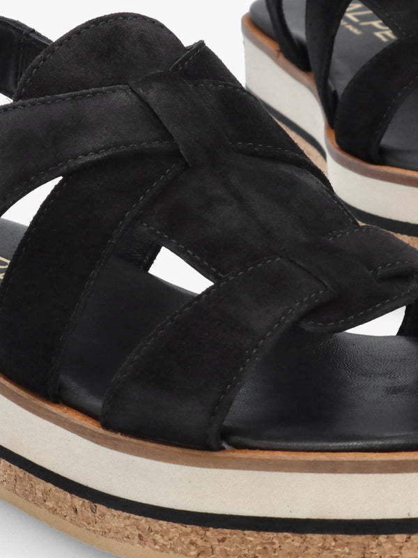Amsty Black Suede Slab Sole Fisherman Sandals