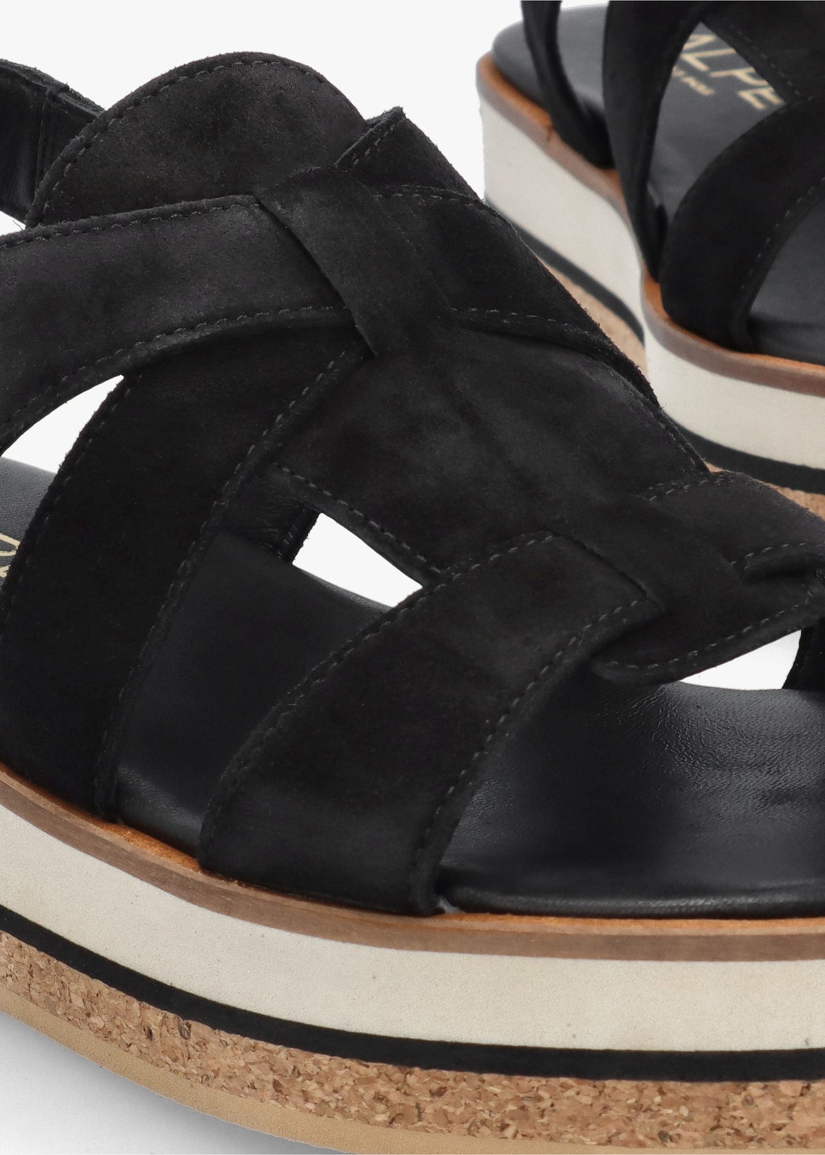 Amsty Black Suede Slab Sole Fisherman Sandals