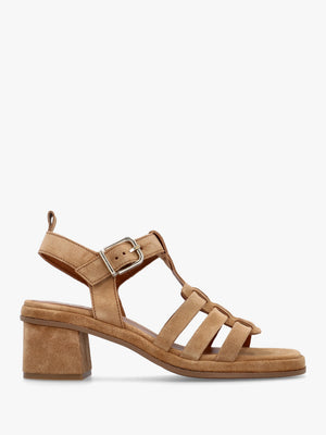 Akure Tan Suede Block Heel Fisherman Sandals
