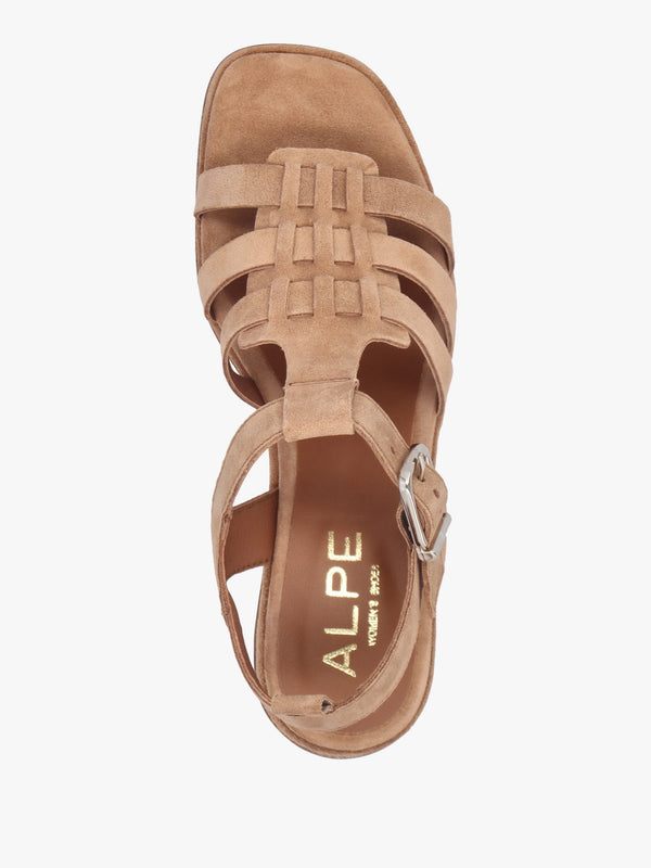 Akure Tan Suede Block Heel Fisherman Sandals