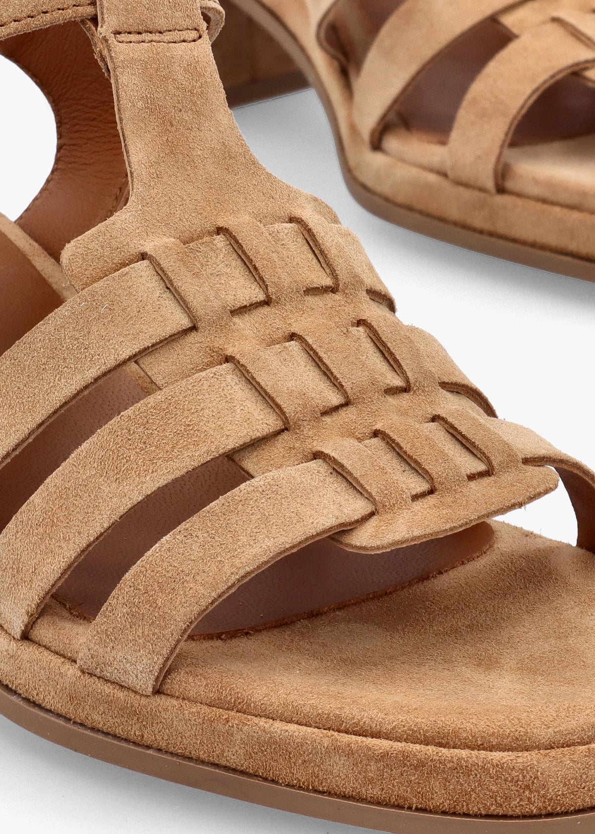 Akure Tan Suede Block Heel Fisherman Sandals