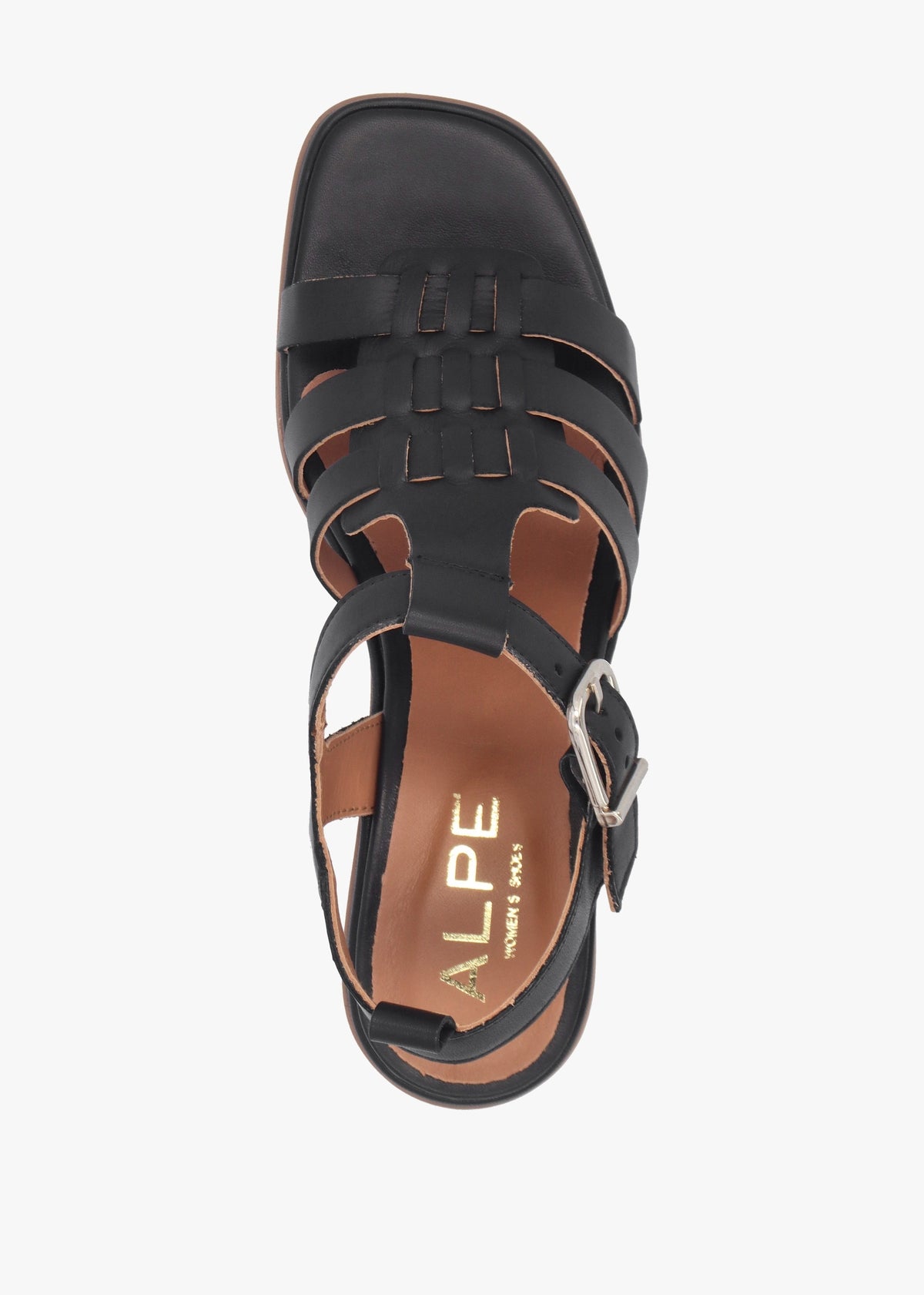 Akure Black Leather Block Heel Fisherman Sandals